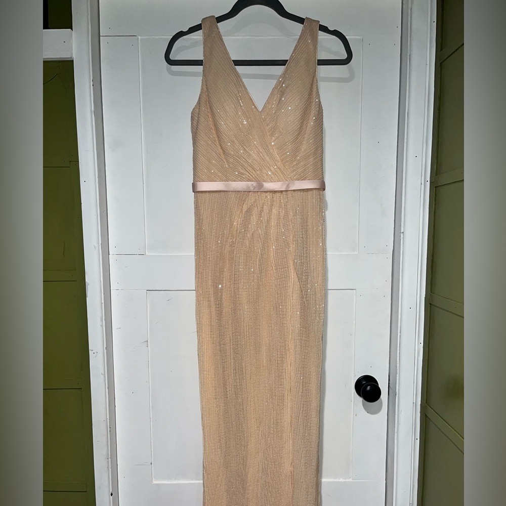 Keinfeld Peach Sequin Floor Length VNeck Dress NEVER WORN NEVER ALTERED!